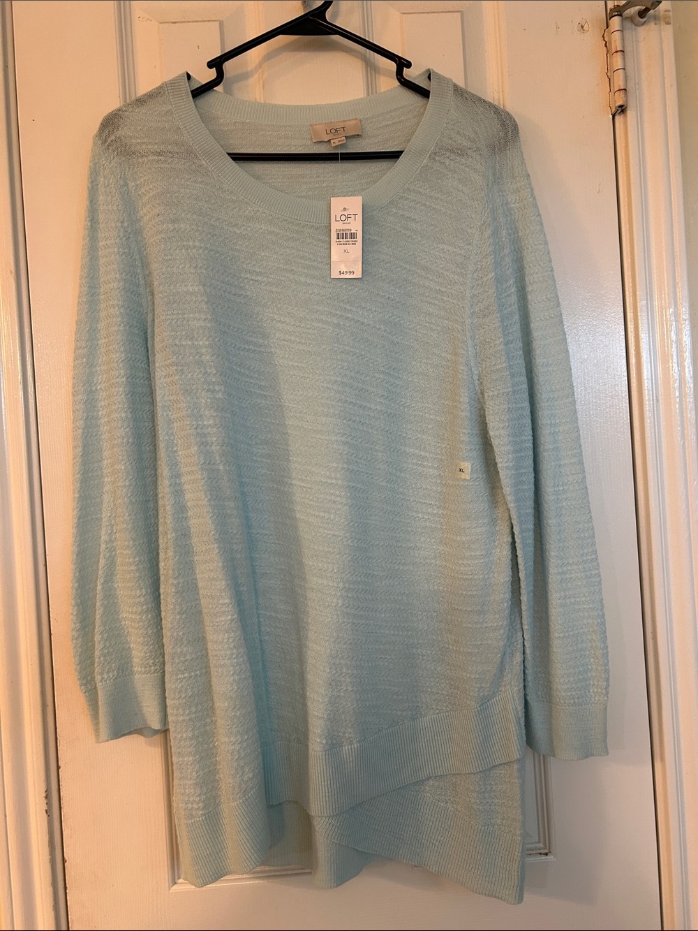 LOFT Pale Blue Scoop Neck Knit Sweater